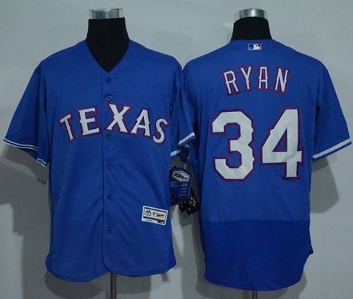 Rangers #34 Nolan Ryan Blue Flexbase Authentic Collection Stitched MLB Jersey - Click Image to Close